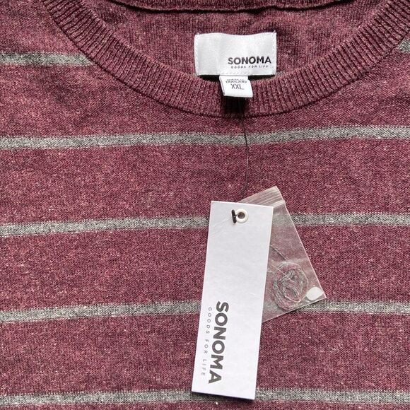 Sonoma Men’s Fine Gauge Stripe Crewneck Sweater Lightweight - Picture 5 of 7